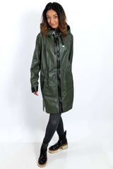 Women's leather coat Zhiselle Military Green