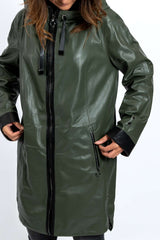 Women's leather coat Zhiselle Military Green