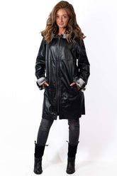 Women's leather coat Deya Double-Faced Black