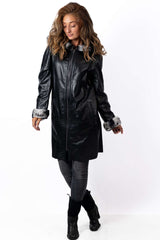 Women's leather coat Deya Double-Faced Black