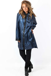 Women's leather coat Zhiselle Blue Neon
