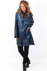Women's leather coat Zhiselle Blue Neon