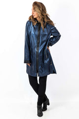 Women's leather coat Zhiselle Blue Neon