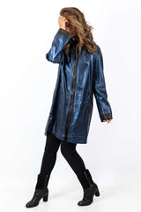 Women's leather coat Zhiselle Blue Neon