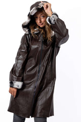 Women's leather coat Deya Double-Faced Brown