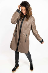 Women's leather coat Zhiselle Beige Caramel