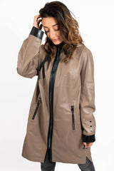 Women's leather coat Zhiselle Beige Caramel