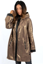 Women's leather coat Zhiselle Gold Caramel