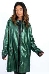 Women's leather coat Zhiselle Green neon