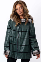 Women's leather jacket Lilia Green Double-Faced