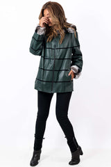 Women's leather jacket Lilia Green Double-Faced