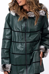 Women's leather jacket Lilia Green Double-Faced