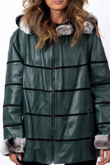 Women's leather jacket Lilia Green Double-Faced