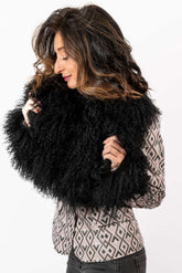 Women's leather jacket Elana with Mongolian lamb