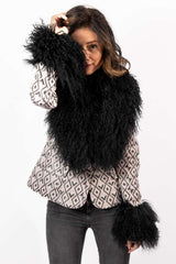 Women's leather jacket Elana with Mongolian lamb