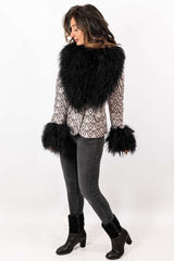 Women's leather jacket Elana with Mongolian lamb