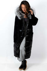 Women's exclusive long Parka coat with silver fox fur