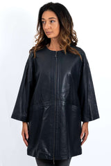 Women's leather coat Anita Blue