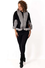 Women's exclusive mink coat Divna Black-Silver