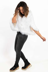 Ekskluzywny damski płaszcz z norek Divna White