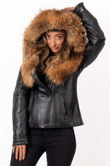 Women's winter leather jacket Andrea Black