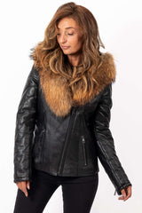 Women's winter leather jacket Andrea Black