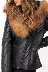 Women's winter leather jacket Andrea Black