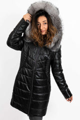 Women's winter leather jacket Teya Black