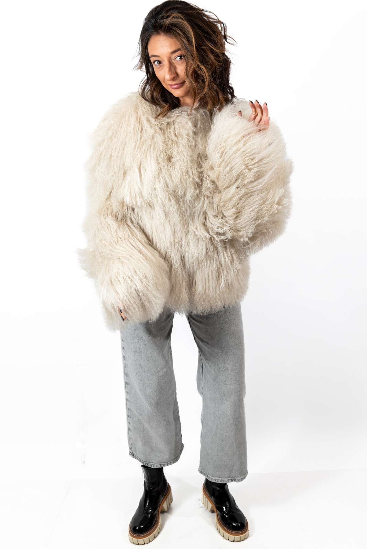 Women's exclusive coat Alina from Mongolian lamb