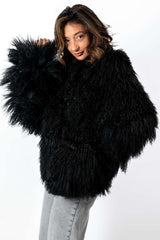 Women's exclusive coat Alina from Mongolian lamb Black