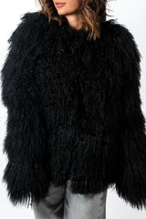 Women's exclusive coat Alina from Mongolian lamb Black