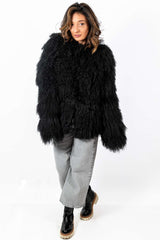 Women's exclusive coat Alina from Mongolian lamb Black