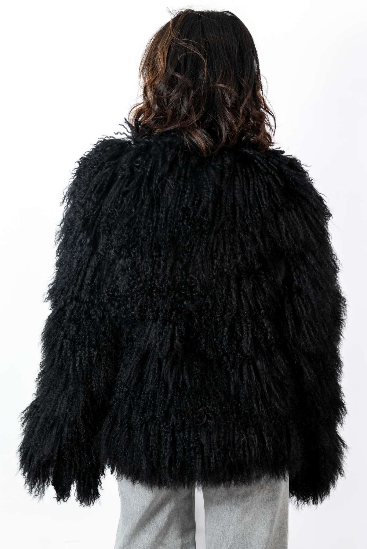 Women's exclusive coat Alina from Mongolian lamb Black