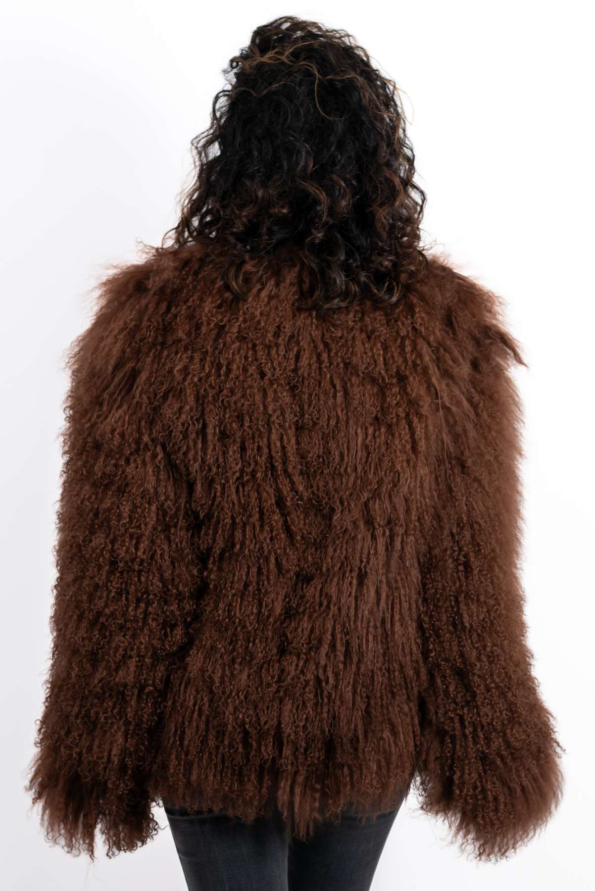 Women's exclusive coat Alina from Mongolian lamb Brown