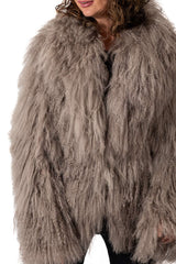 Women's exclusive coat Alina from Mongolian lamb Dark Beige