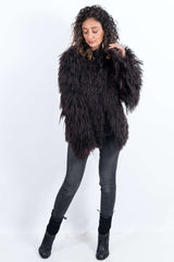 Women's exclusive coat Alina from Mongolian lamb Dark Brown