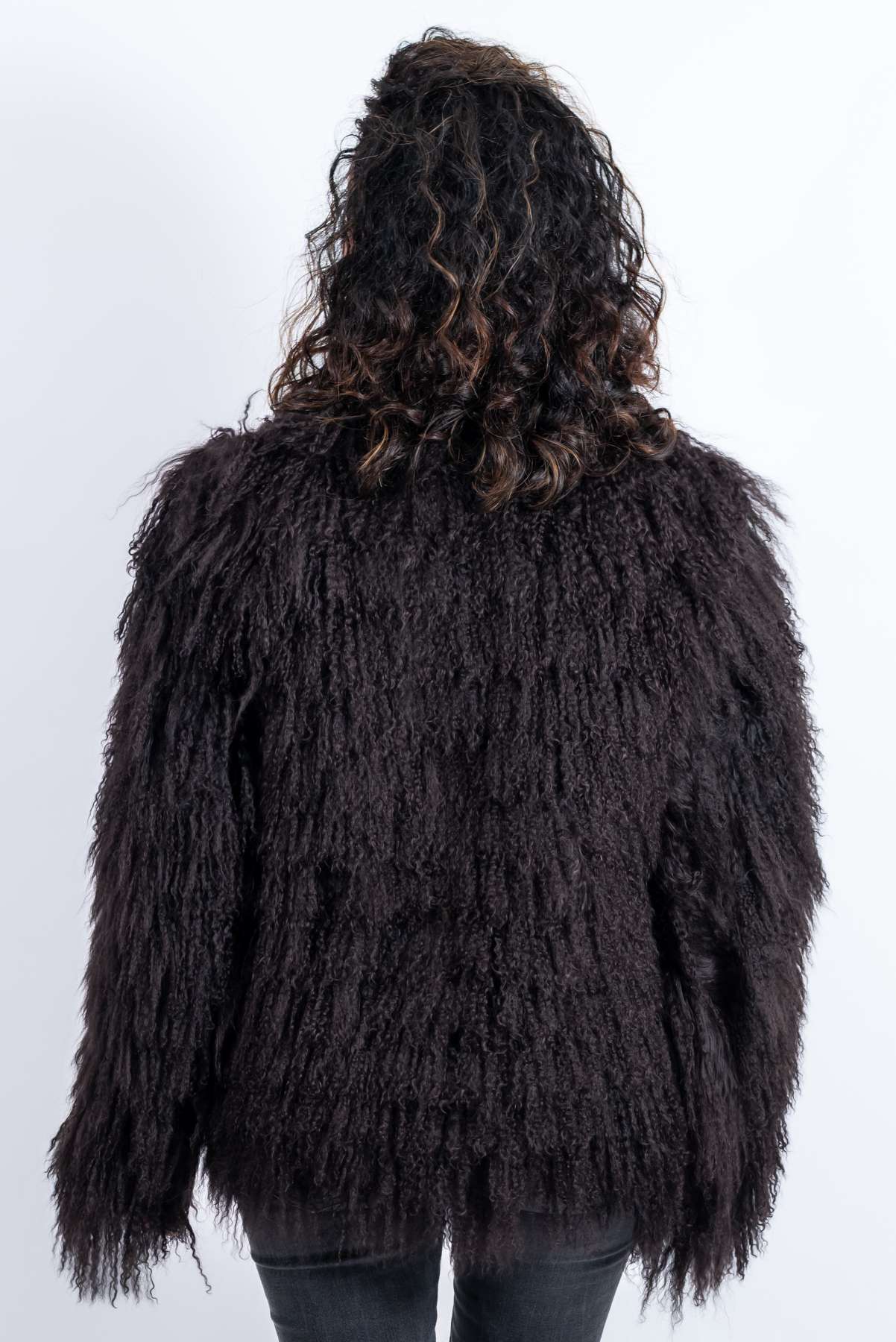 Women's exclusive coat Alina from Mongolian lamb Dark Brown