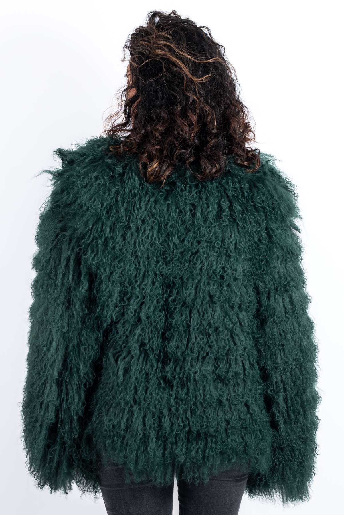 Women's exclusive coat Alina from Mongolian lamb Green
