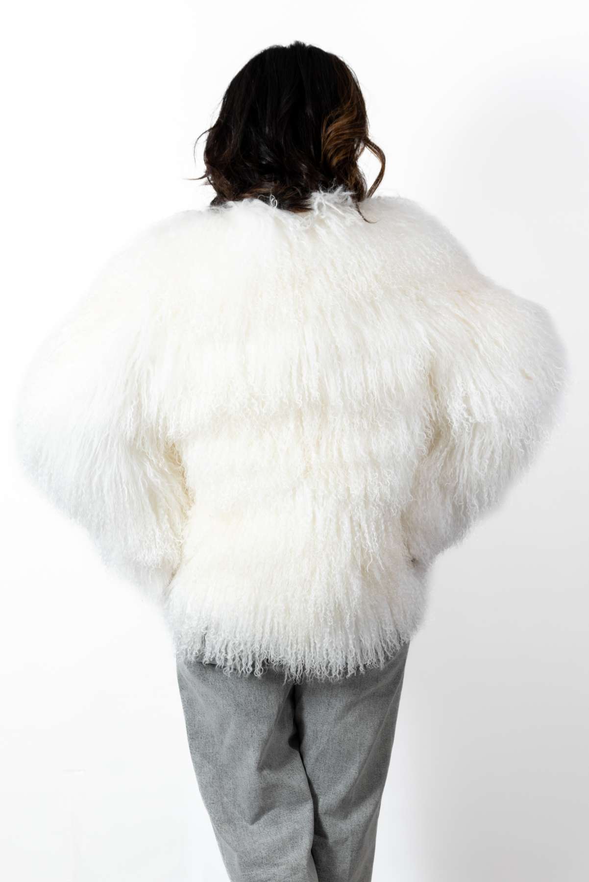Women's exclusive coat Alina from Mongolian lamb White