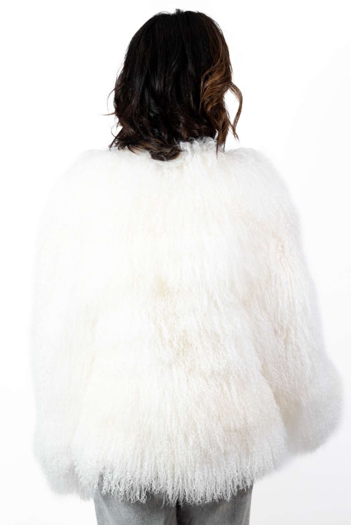 Women's exclusive coat Alina from Mongolian lamb White