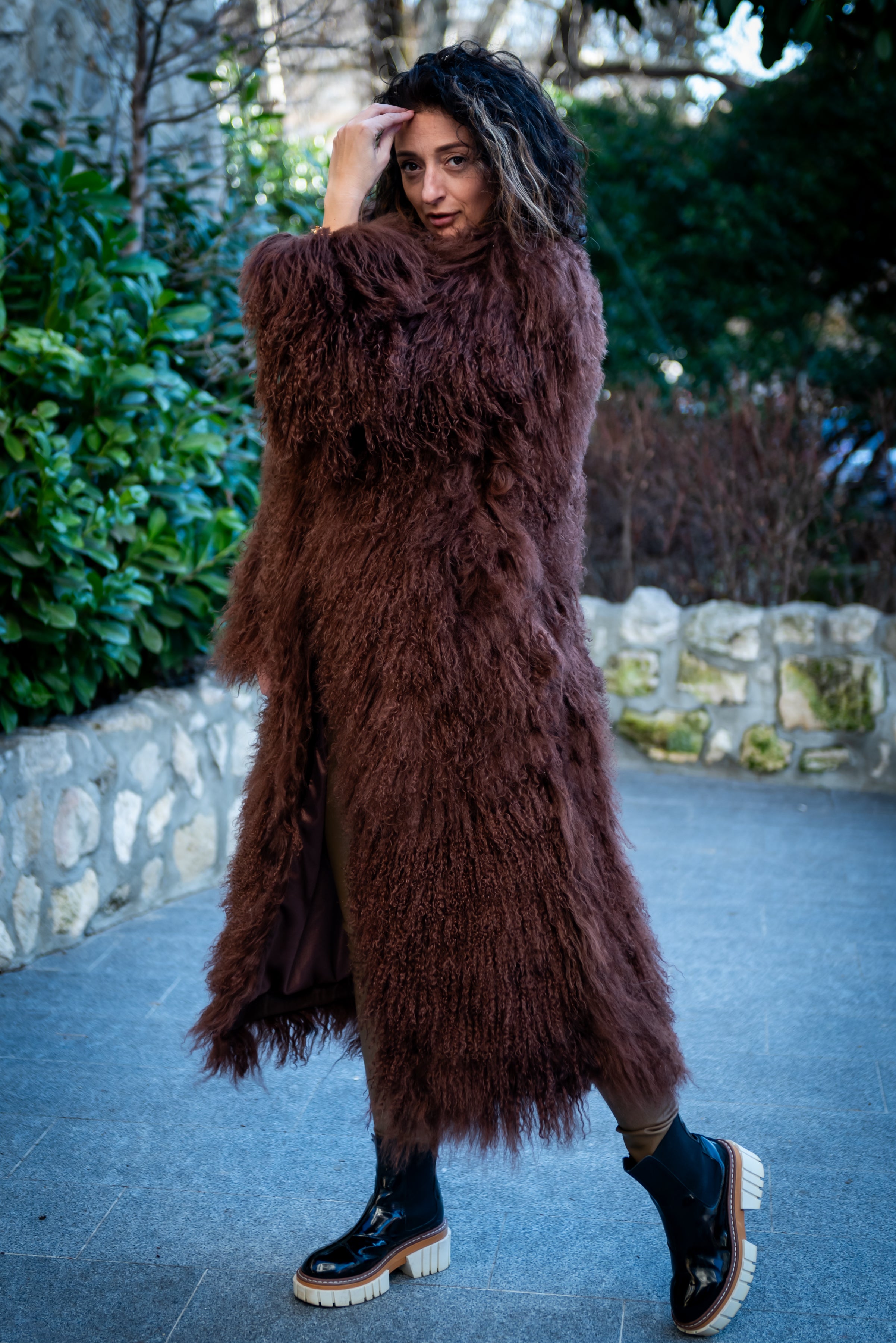 Women's exclusive long coat from Mongolian lamb