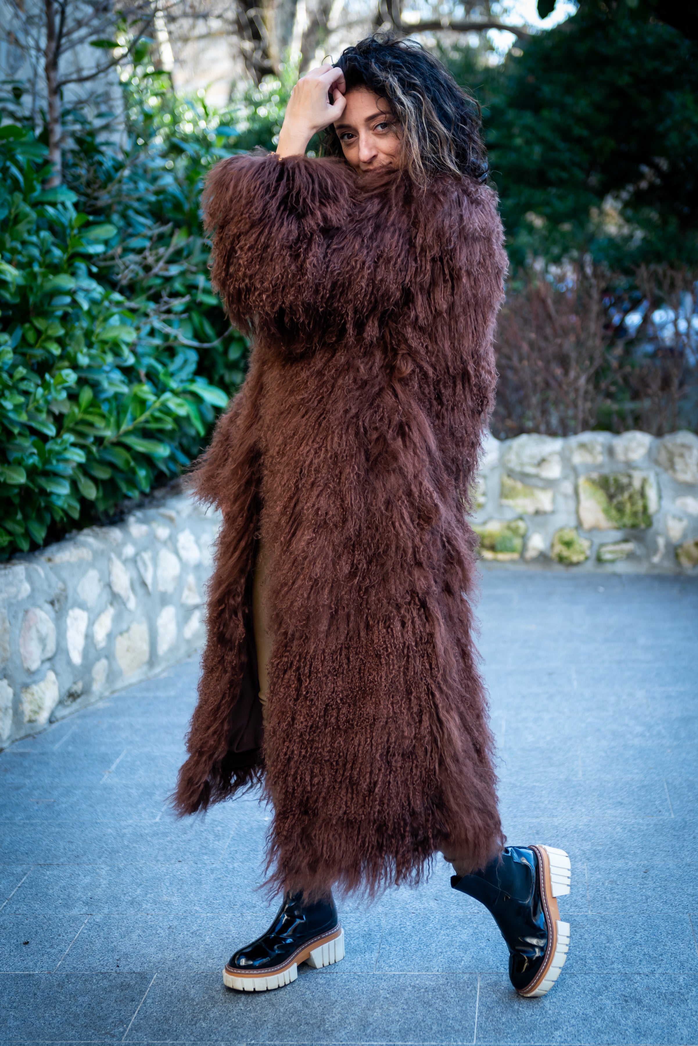 Women's exclusive long coat from Mongolian lamb