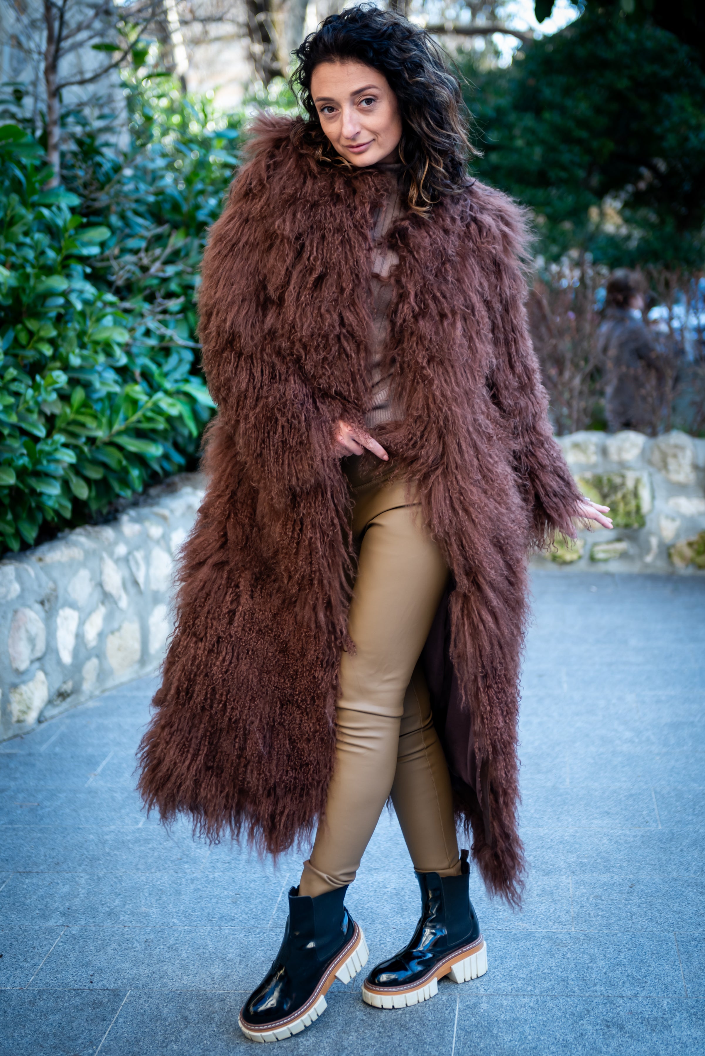 Women's exclusive long coat from Mongolian lamb