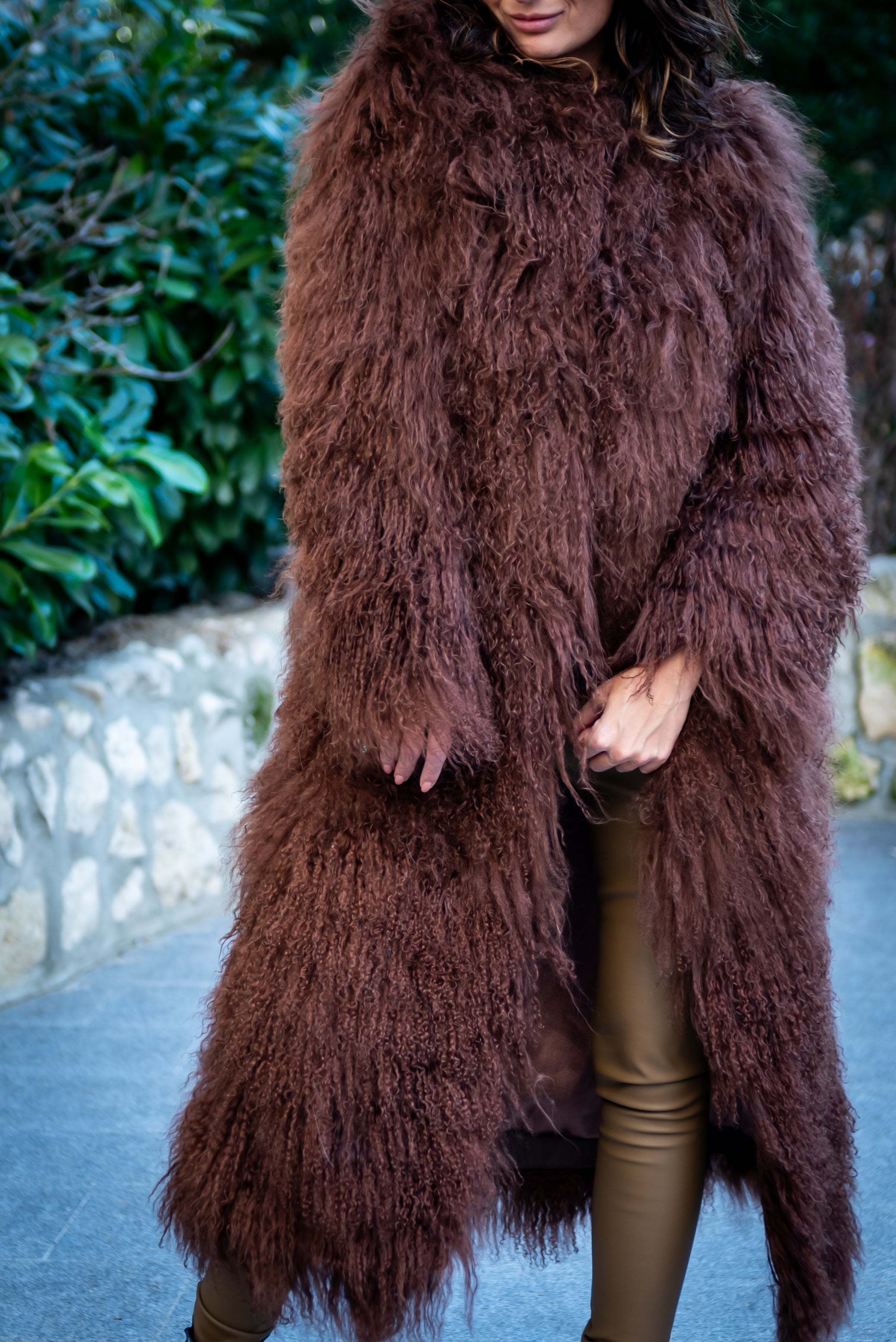 Women's exclusive long coat from Mongolian lamb