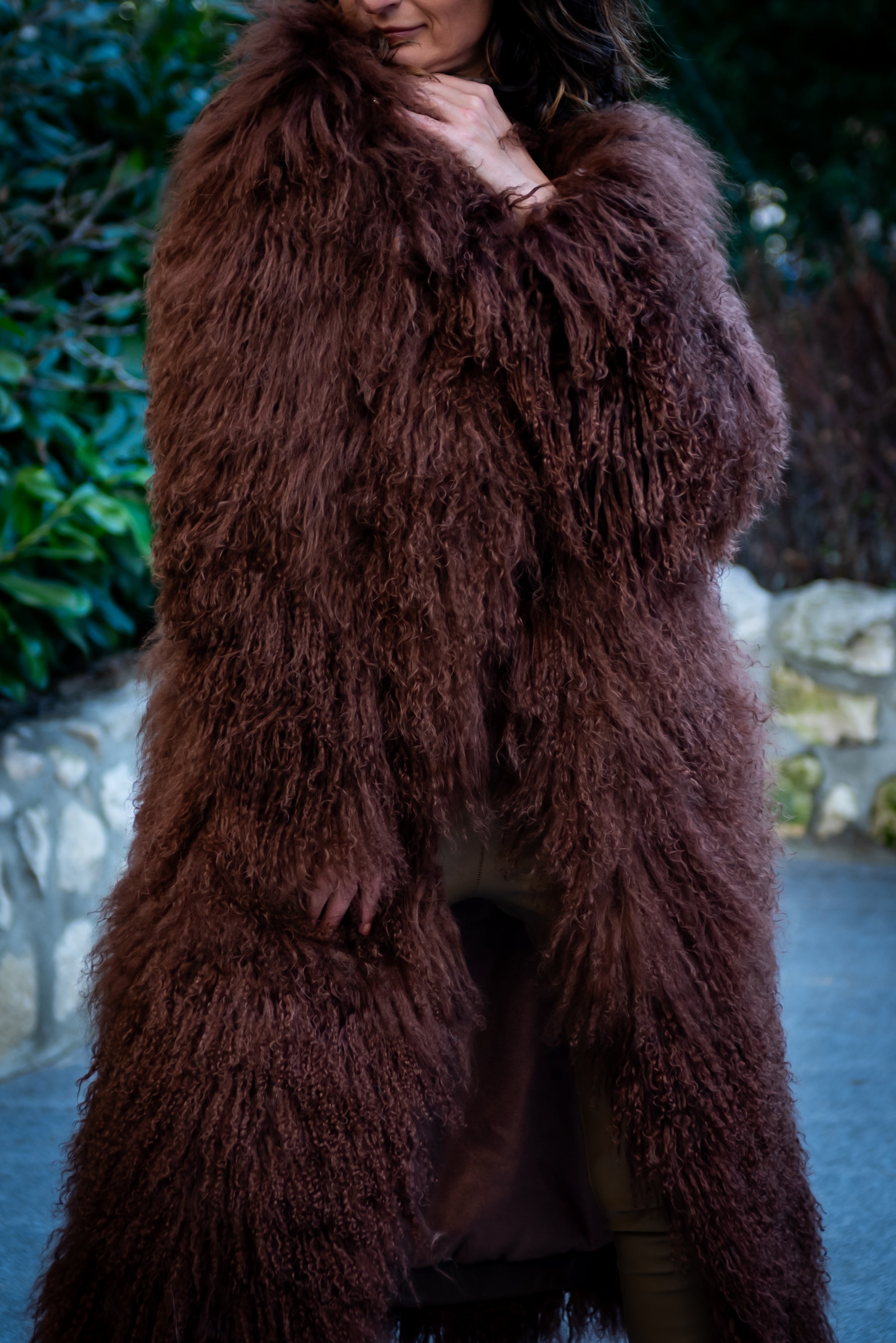 Women's exclusive long coat from Mongolian lamb