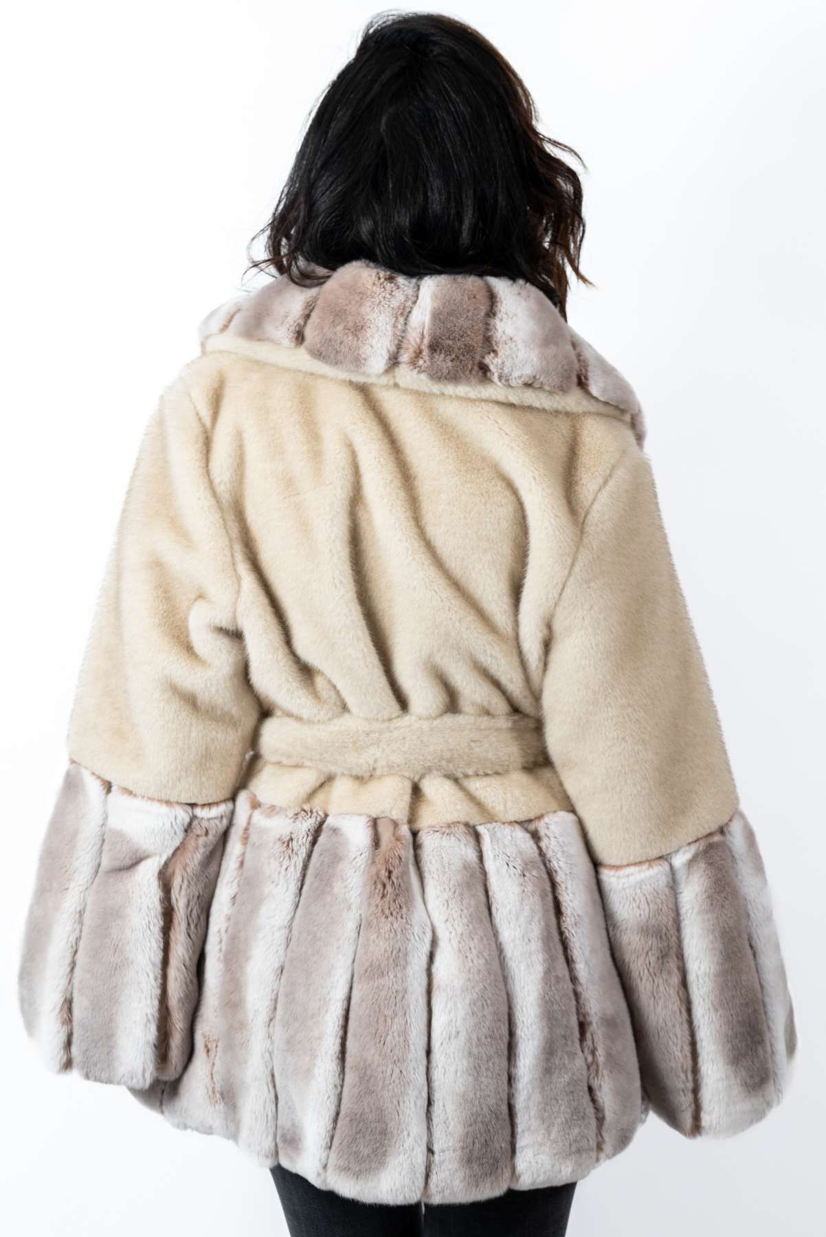 Women's chinchilla coat Alina Beige