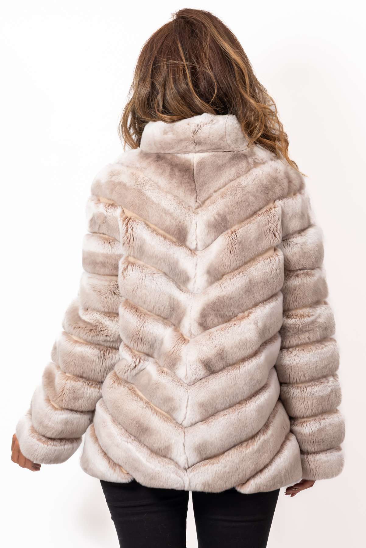 Women's chinchilla coat Lorraine Beige Melange