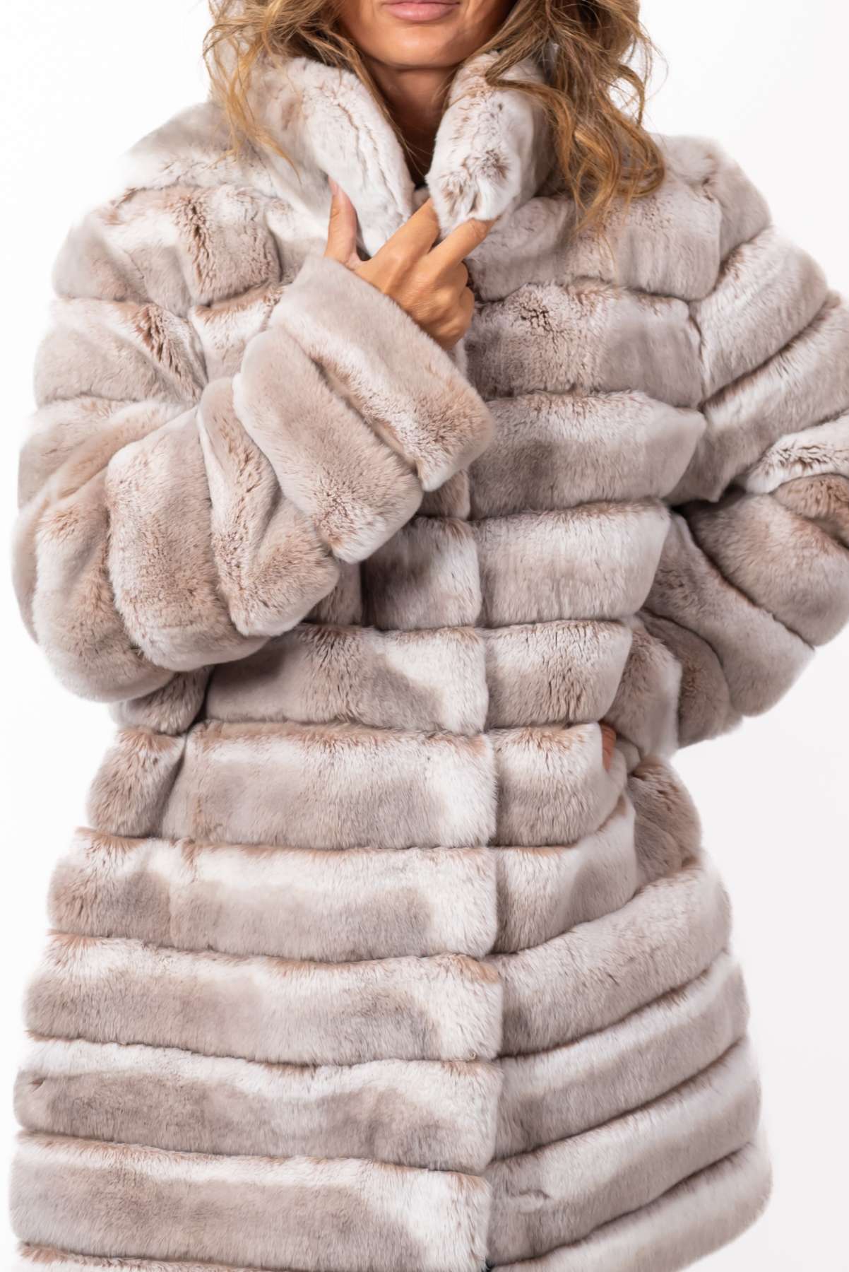 Women's chinchilla coat Valeria 2 in 1 Melange
