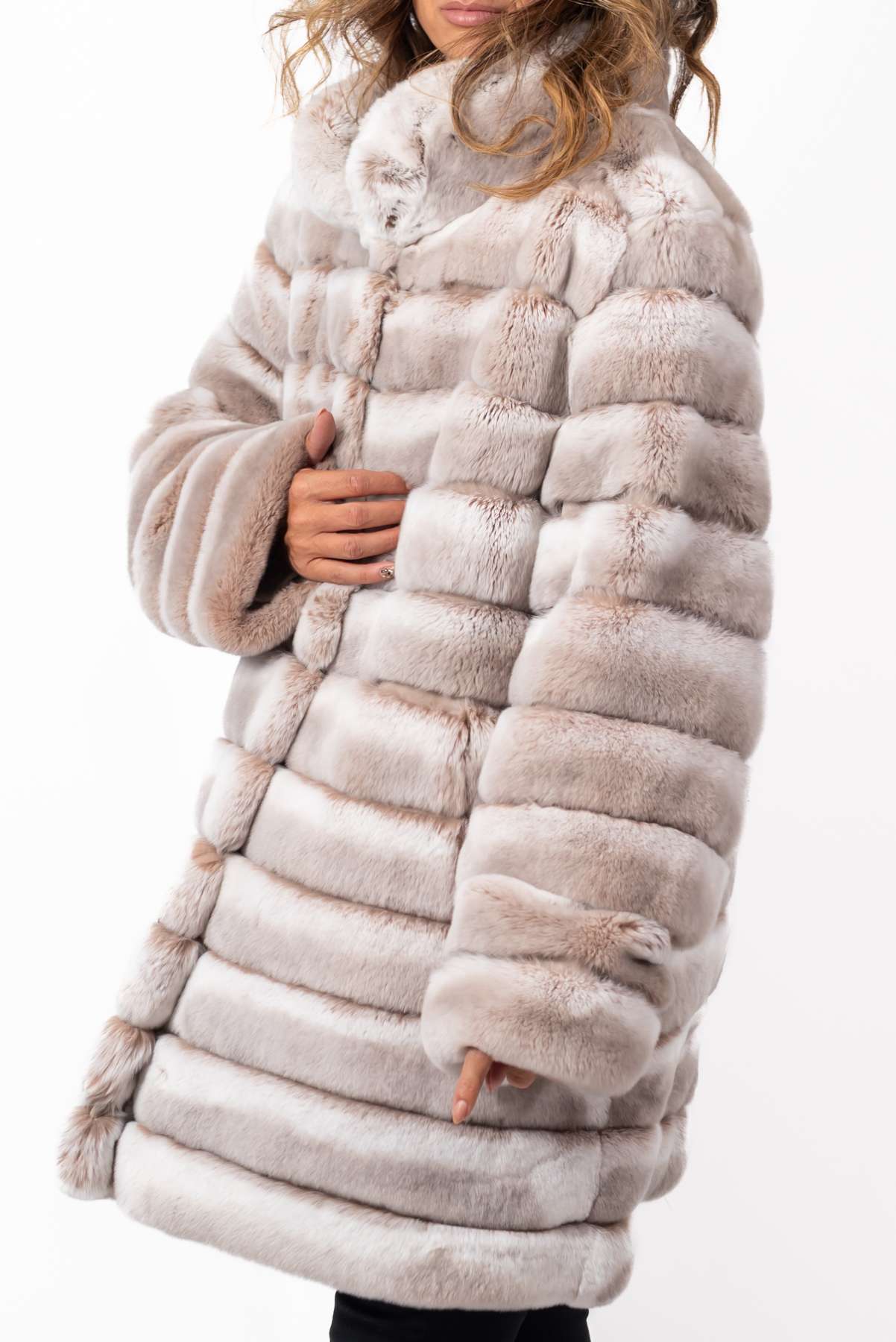 Women's chinchilla coat Valeria 2 in 1 Melange