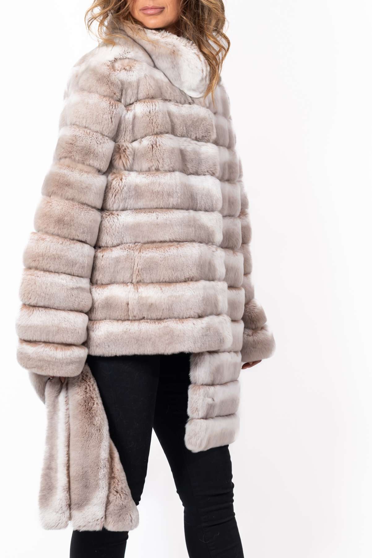 Women's chinchilla coat Valeria 2 in 1 Melange